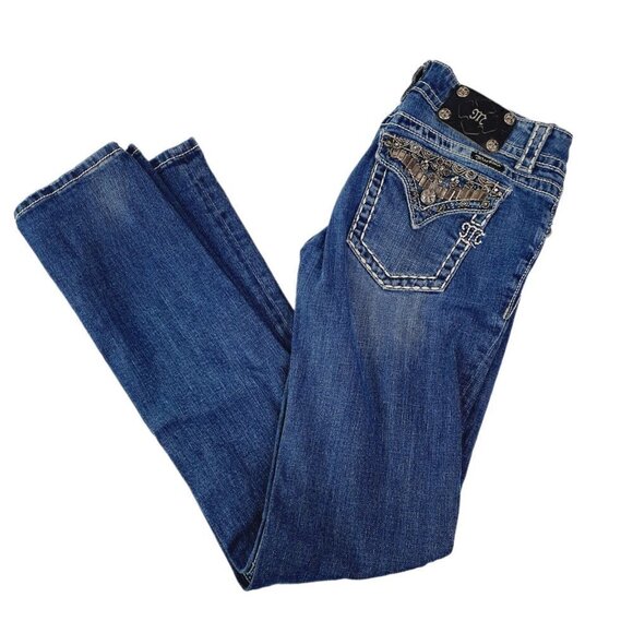 Miss Me Women's Jeans JP4656-6 Signature‎ JP9000B Boot Cut Bling Pockets Sz 29 - Picture 3 of 12